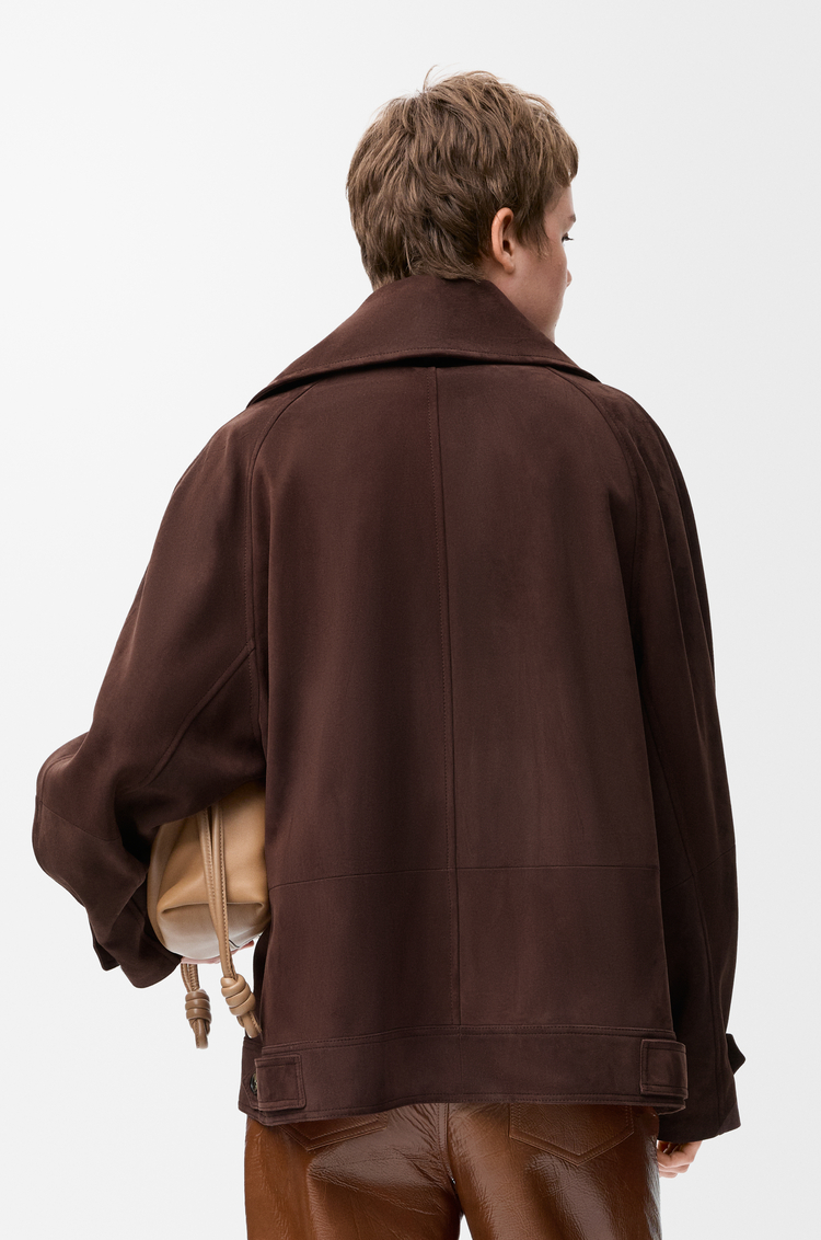 LOEWE Veste lavallière en chèvre velours Marron