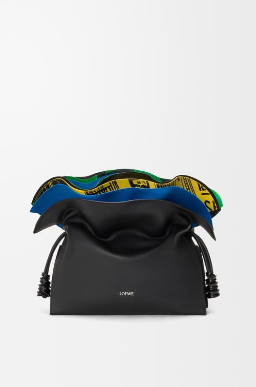 LOEWE Millefeuille Flamenco clutch moyen en cuir de veau nappa Noir