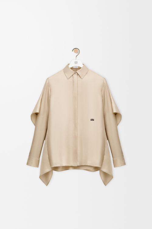LOEWE Cape shirt in silk Ecru