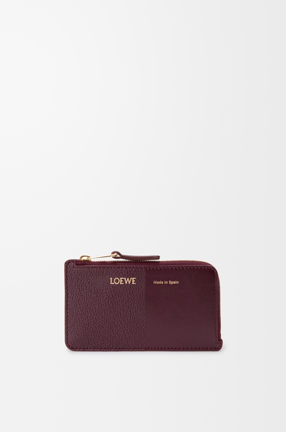 LOEWE Coin cardholder in smooth and grained calfskin Dark Burgundy