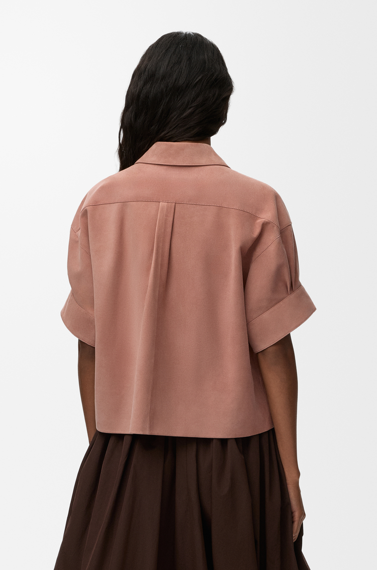 LOEWE Camisa de manga corta en ante de piel de cabra Rosa Claro