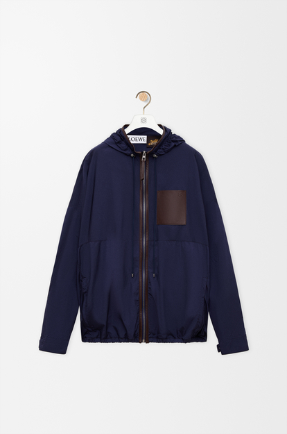 LOEWE Hooded jacket in technical shell Navy/Brown