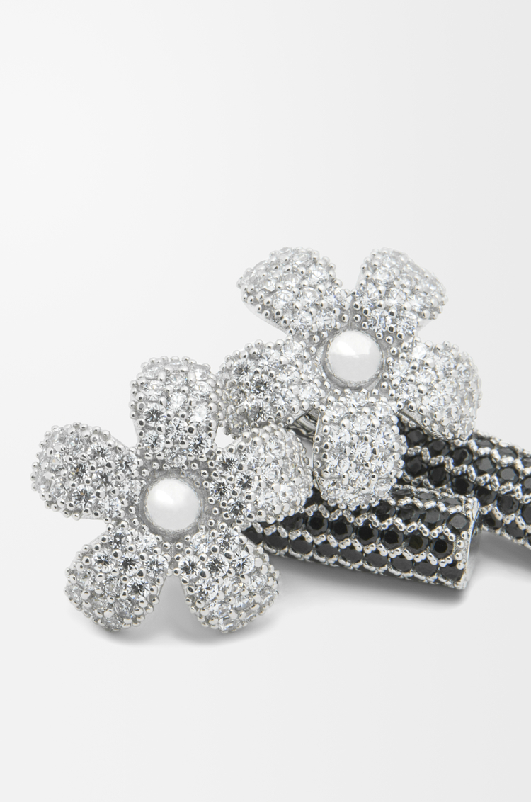 LOEWE Orecchini Flor in argento sterling e cristalli Argento/Trasparente
