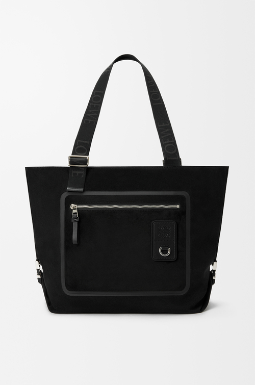 LOEWE Bolso Flex zipped tote en lona y ante Negro