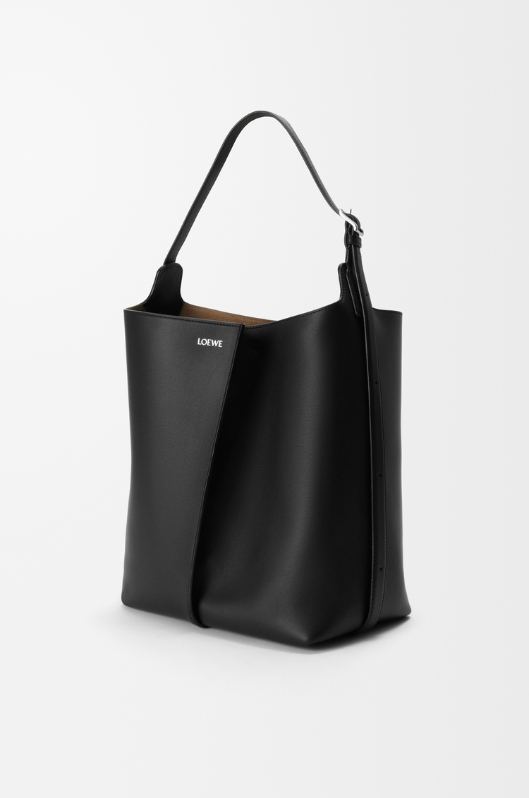 LOEWE 大号光滑牛皮革 Bilbao 水桶手袋 黑色