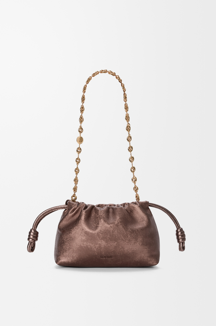 LOEWE Mini Flamenco purse in moiré printed calfskin Bronze