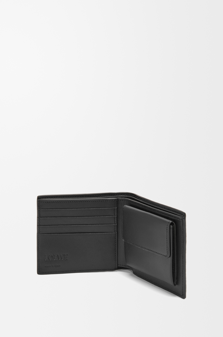 LOEWE 柔軟粒面小牛皮雙褶零錢夾 黑色