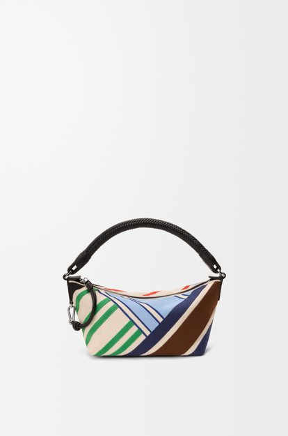 LOEWE Cala mini bag in embroidered canvas and calfskin Ecru/Multicolor