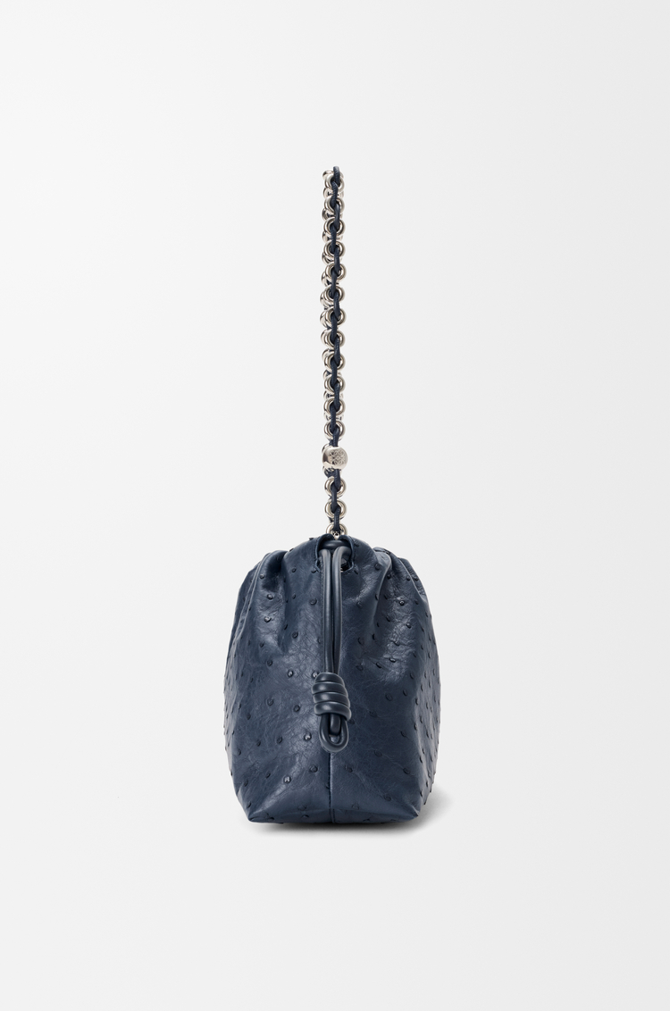 LOEWE Medium Flamenco purse in ostrich Deep Navy