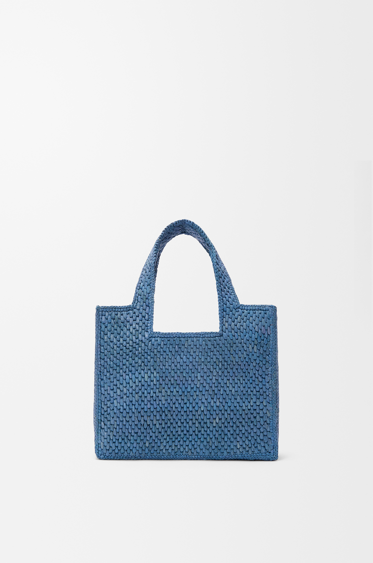 LOEWE Mini LOEWE Font tote in raffia Light Blue