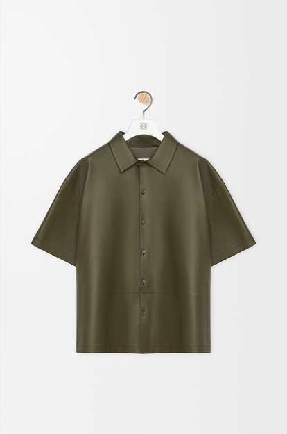 LOEWE Short sleeve shirt in nappa lambskin Khaki Green