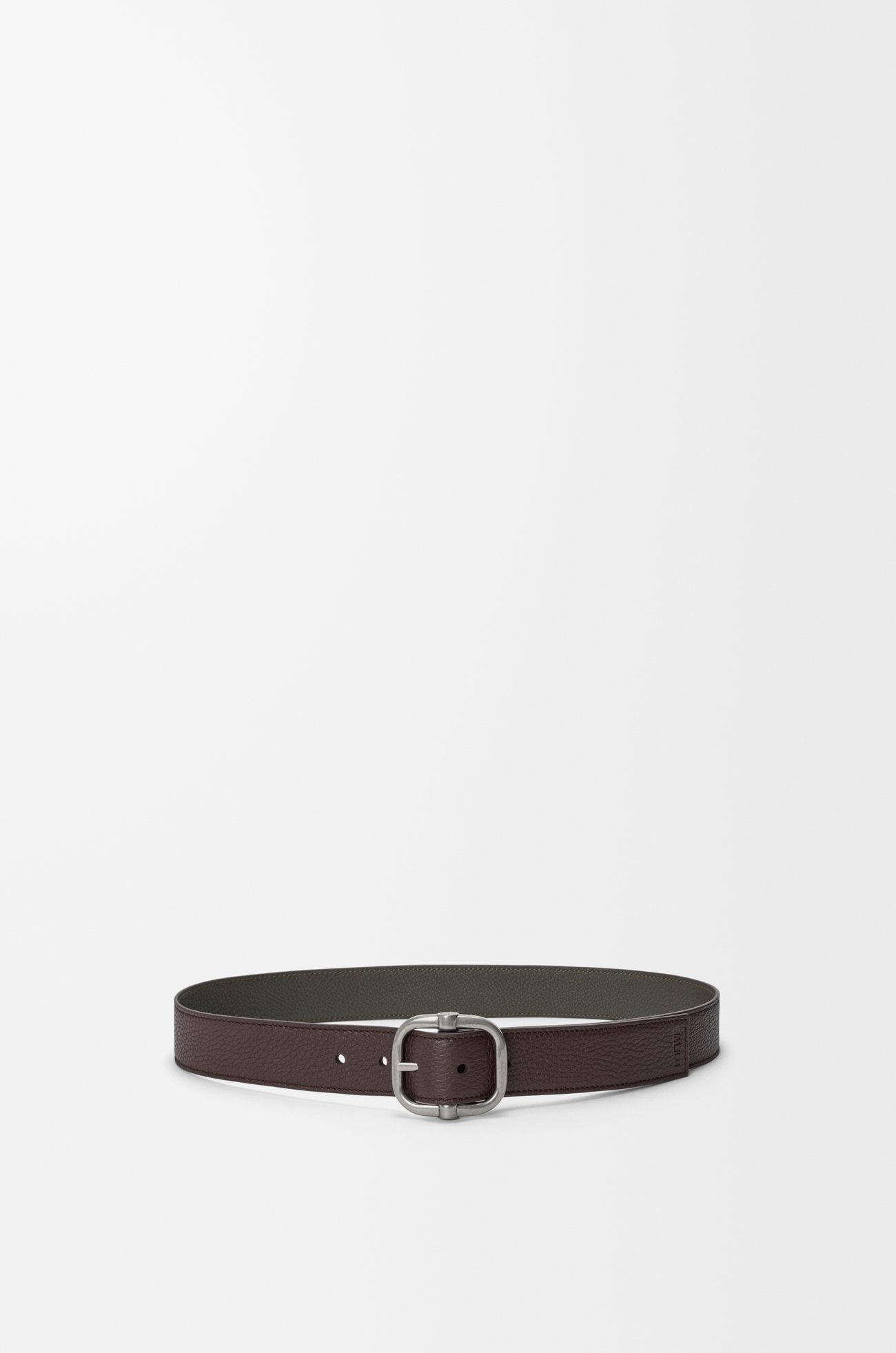 LOEWE Reversible Loop belt in supple grained calfskin Chocolate/Dark Khaki/Vint Pall