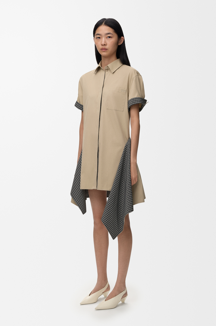 LOEWE Vestido en algodón y seda Beige