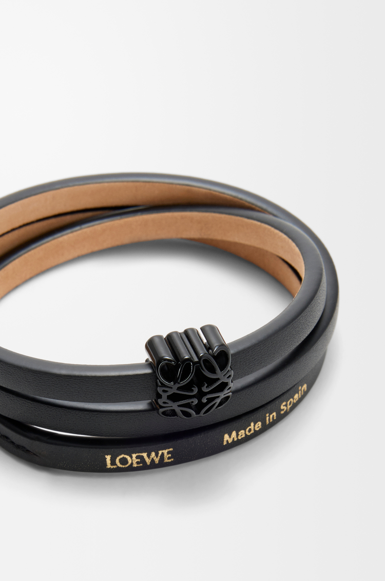 LOEWE Anagram Bombé twist bracelet in calfskin Black