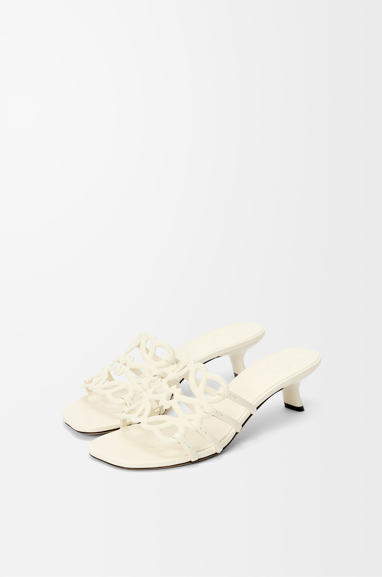 LOEWE Slide Anagram Petal in morbida pelle di vitello Bianco Anthurium