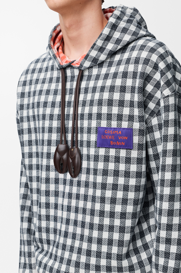 LOEWE Kapuzenpullover aus Baumwolle Rot/Blau/Weiß