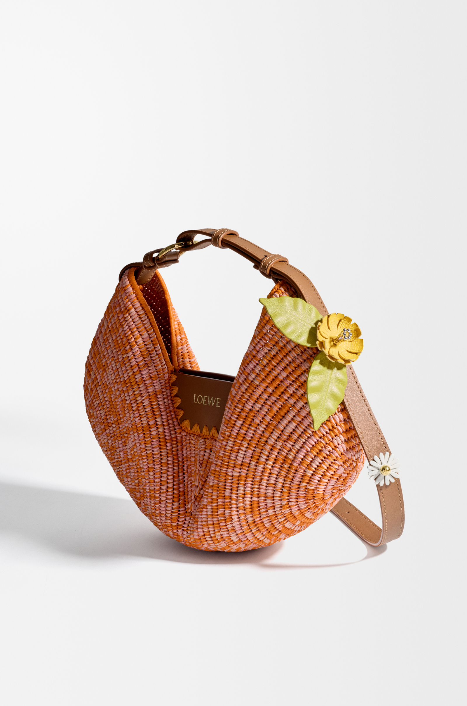 LOEWE Flower pin in calfskin Yellow