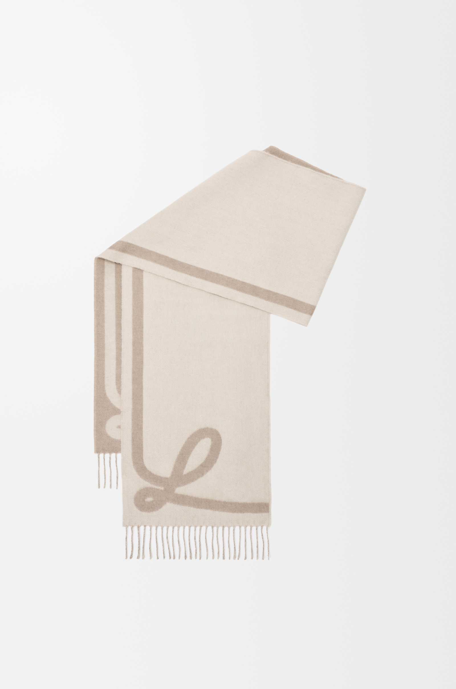 LOEWE Scarf in wool and cashmere Taupe/Ecru