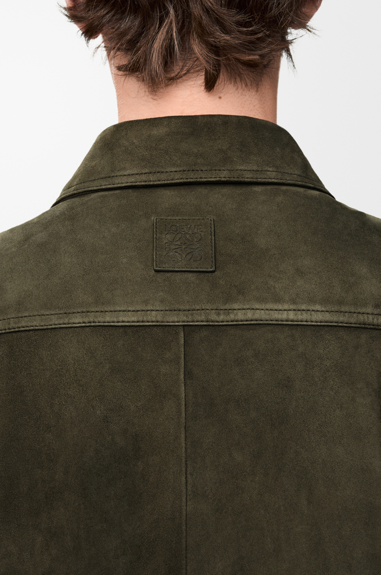 LOEWE Overshirt in suede goatskin Khaki Green