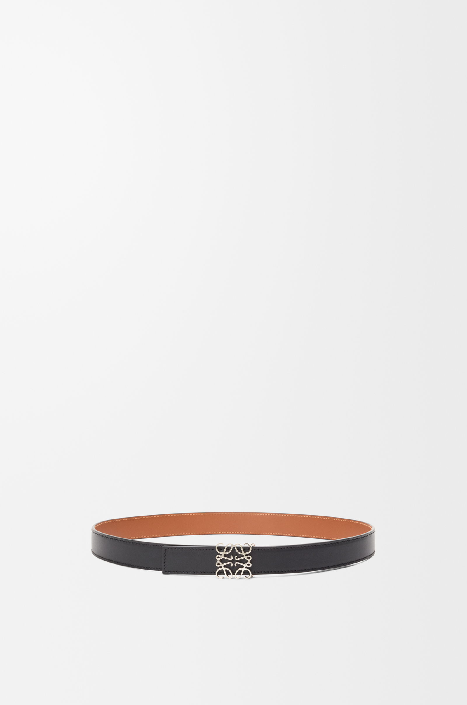 LOEWE Reversible Anagram belt in smooth calfskin Black/Tan/Palladium
