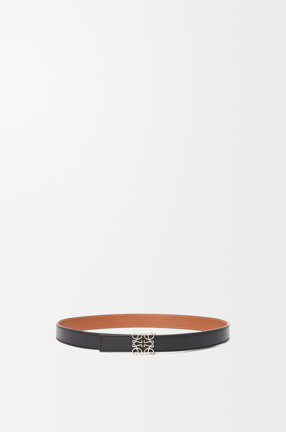 LOEWE Reversible Anagram belt in smooth calfskin Black/Tan/Palladium