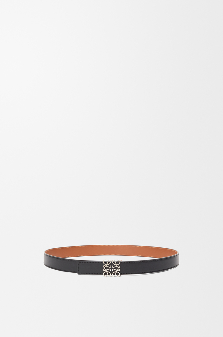 LOEWE Wendbarer Anagram Gürtel aus glattem Kalbsleder Schwarz/Tan/Palladium