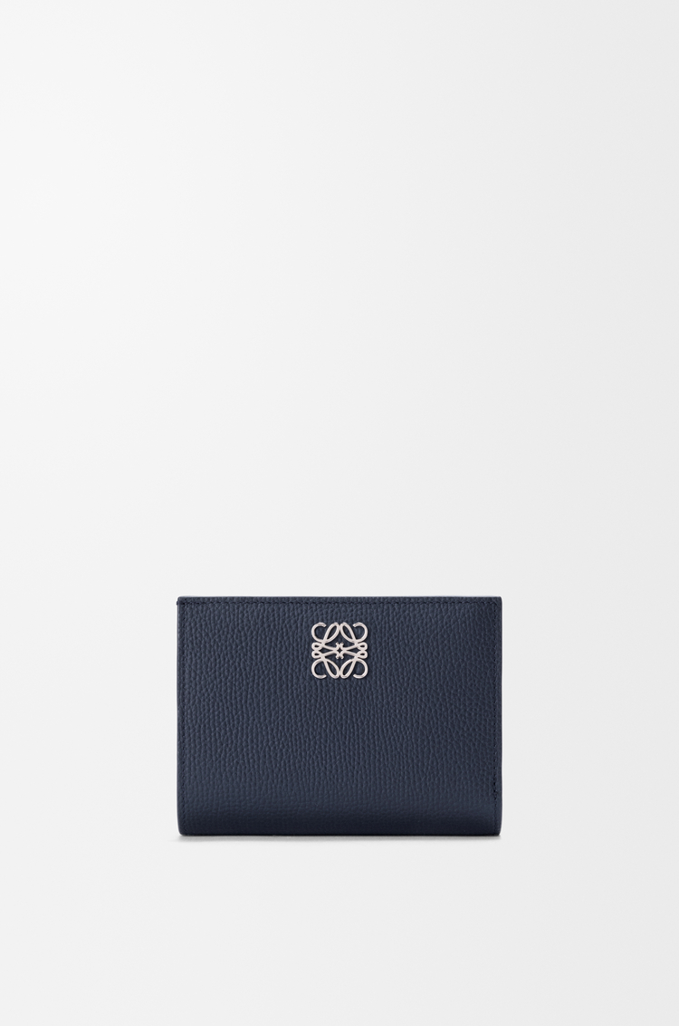 LOEWE Anagram compact wallet in pebble grained calfskin Deep Navy