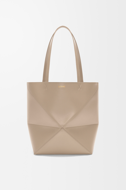 LOEWE Medium Puzzle Fold tote in shiny calfskin Sand
