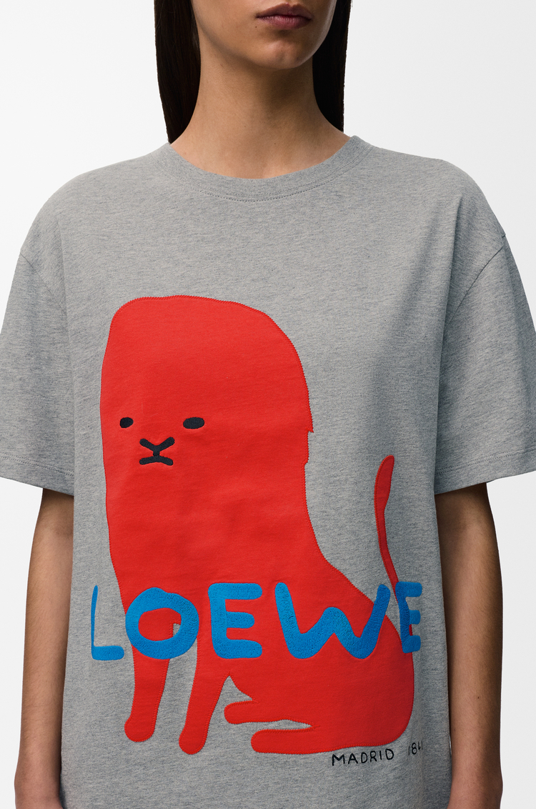 LOEWE Regular fit t-shirt in cotton Grey Melange