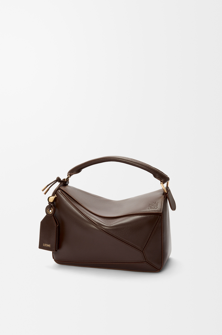 LOEWE Small Featherlight Puzzle bag in nappa lambskin Dark Chestnut