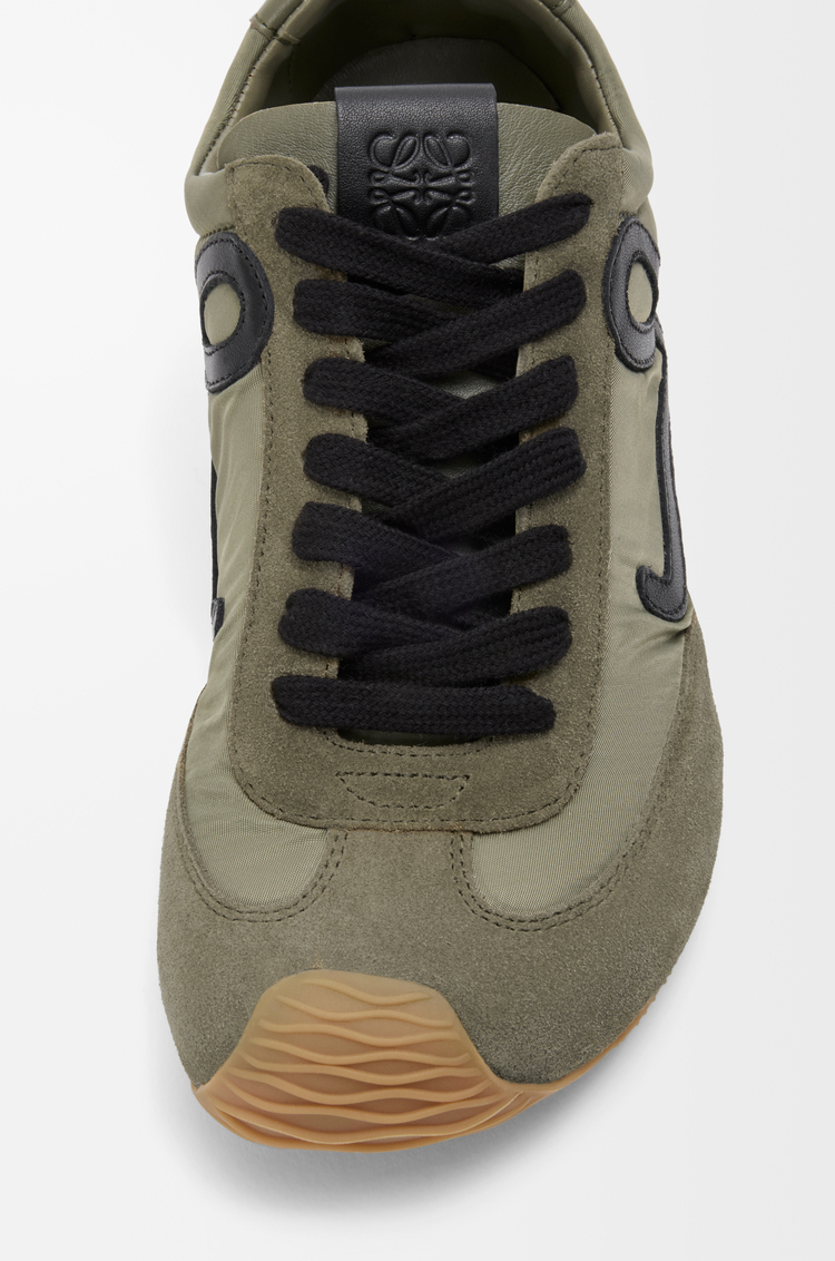 LOEWE Ballet Runner 2.0 in nylon and suede Light Khaki/Black/White