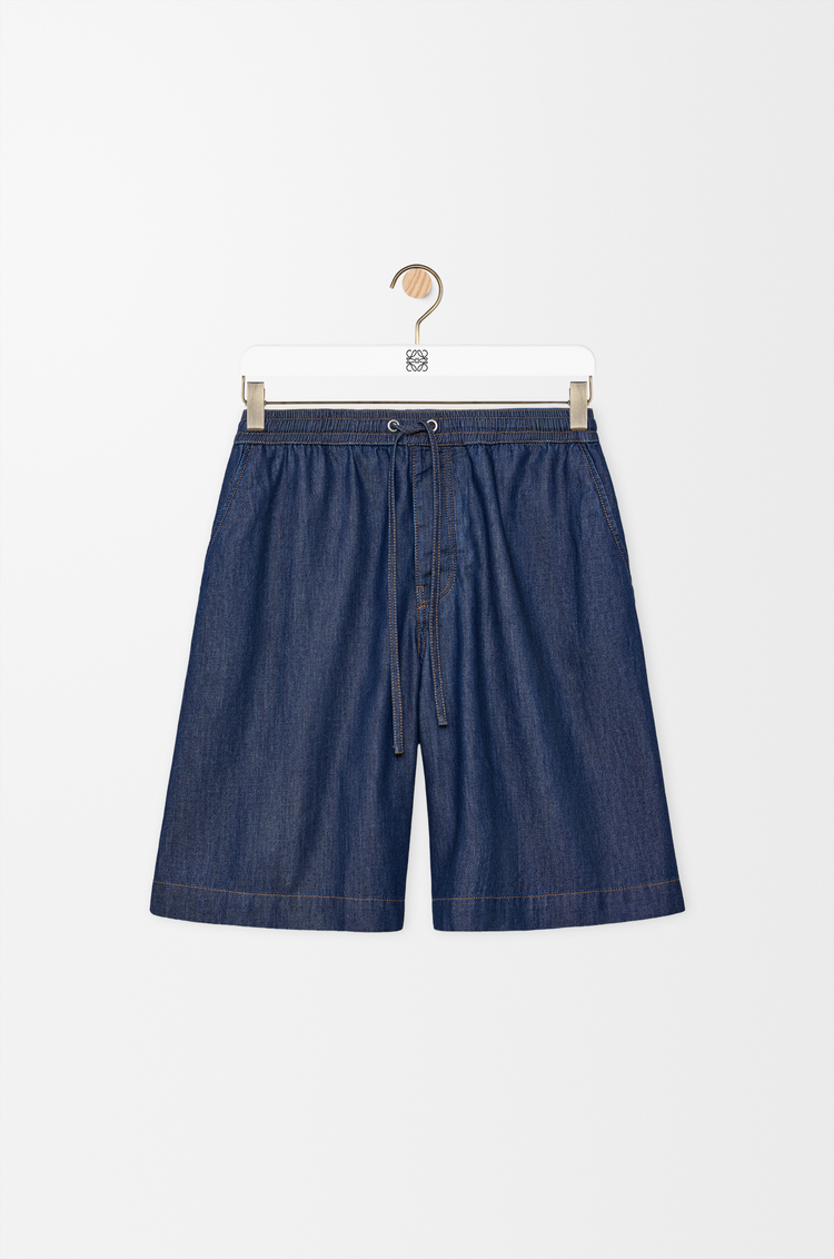 LOEWE Shorts in cotton Denim Blue