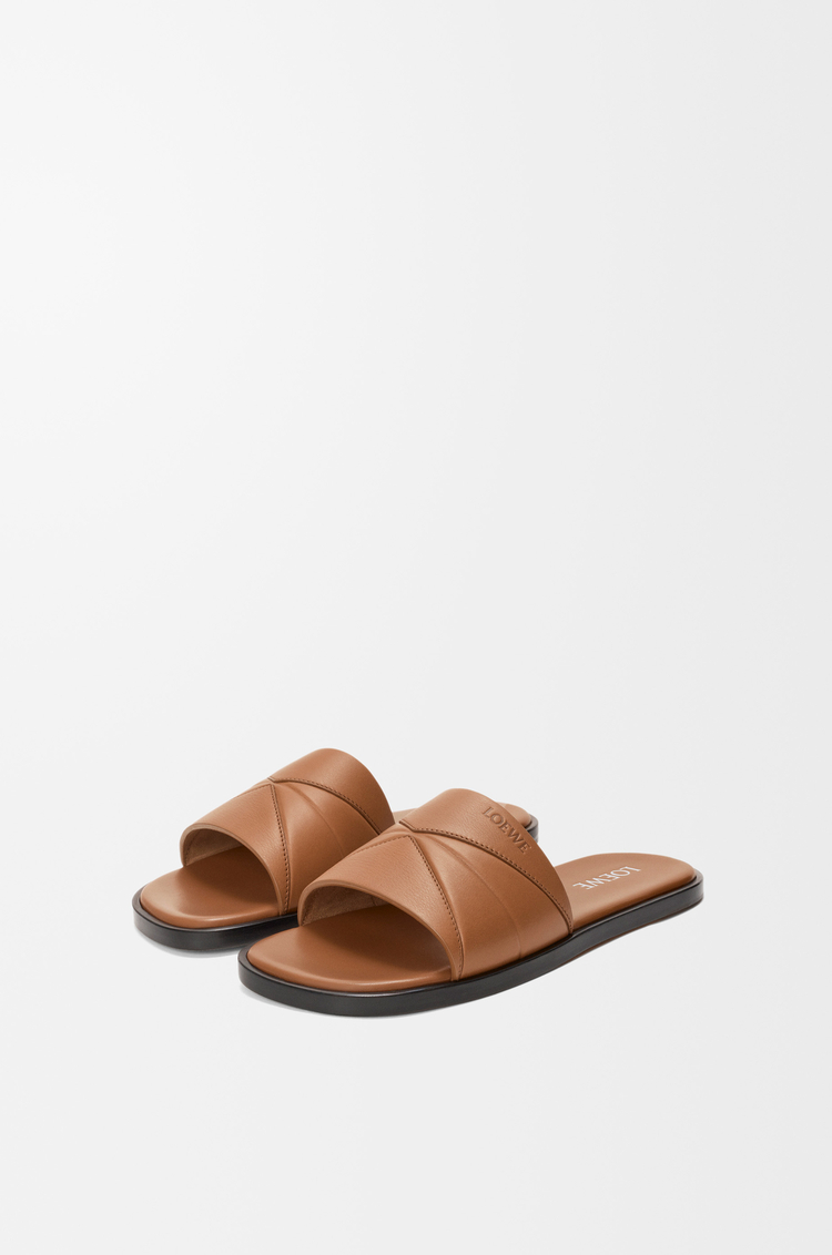 LOEWE Origami slide in soft calfskin Mocha