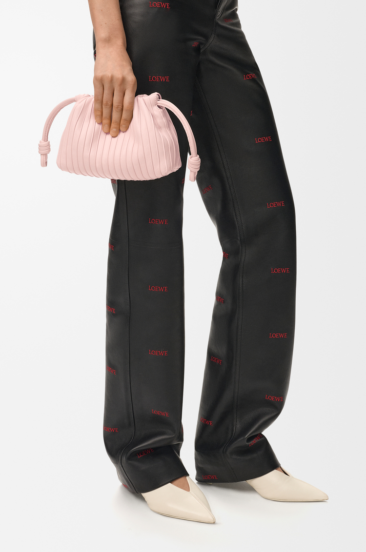 LOEWE Mini Flamenco Pleats purse en cuir d'agneau nappa Rose Cristal