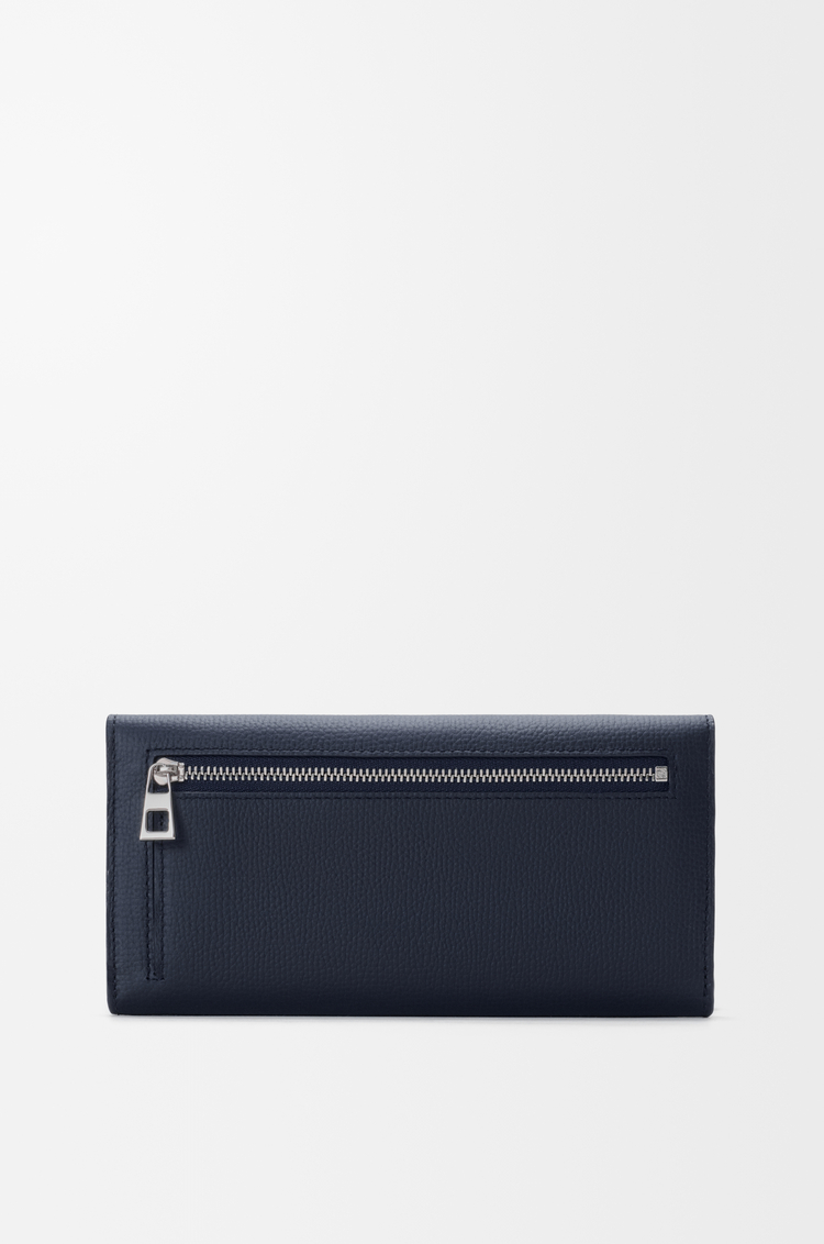 LOEWE Anagram continental wallet in pebble grained calfskin Deep Navy