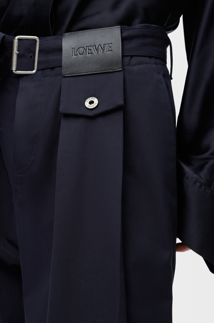 LOEWE Hose aus Baumwolle und Seide Dunkles Marineblau