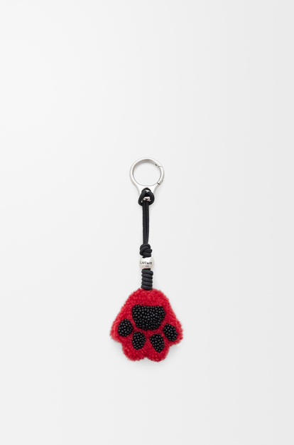 LOEWE Paw charm in shearling and calfskin Black/Red