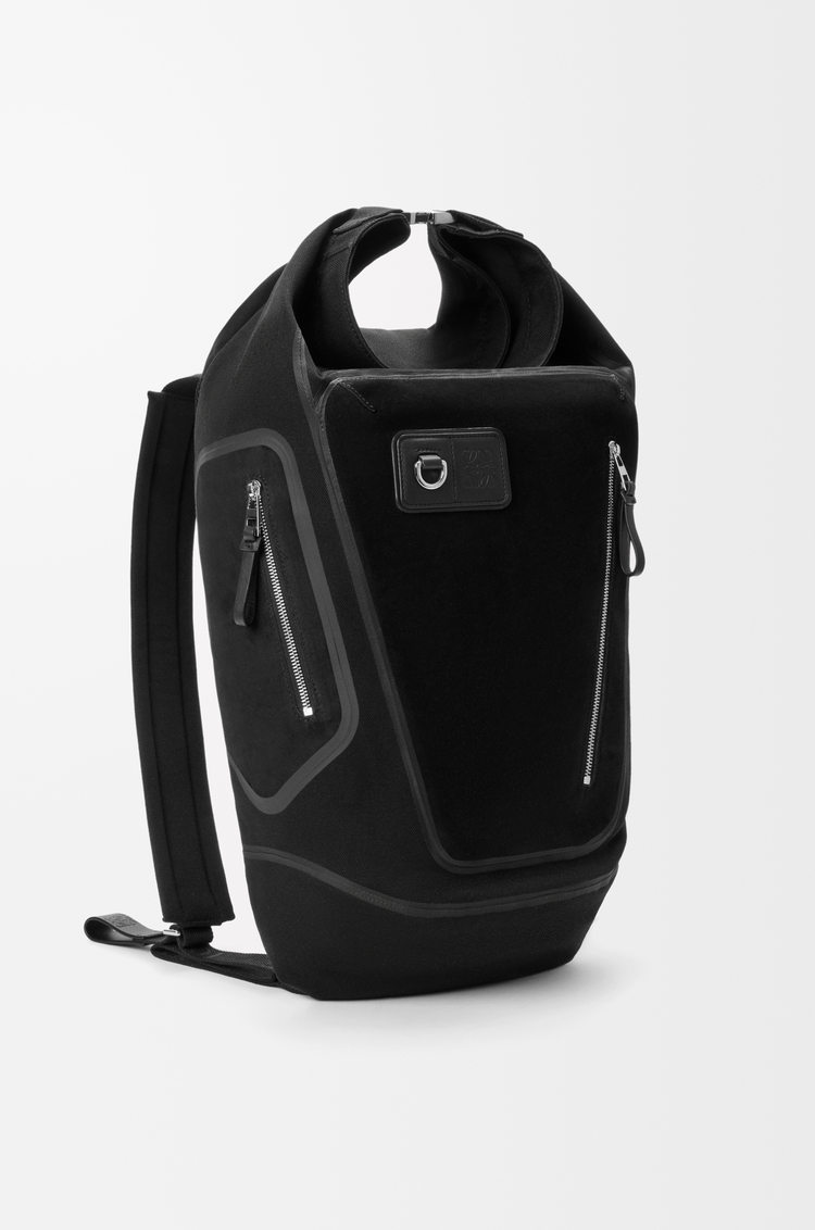 LOEWE Flex roll-top backpack in canvas and suede Black