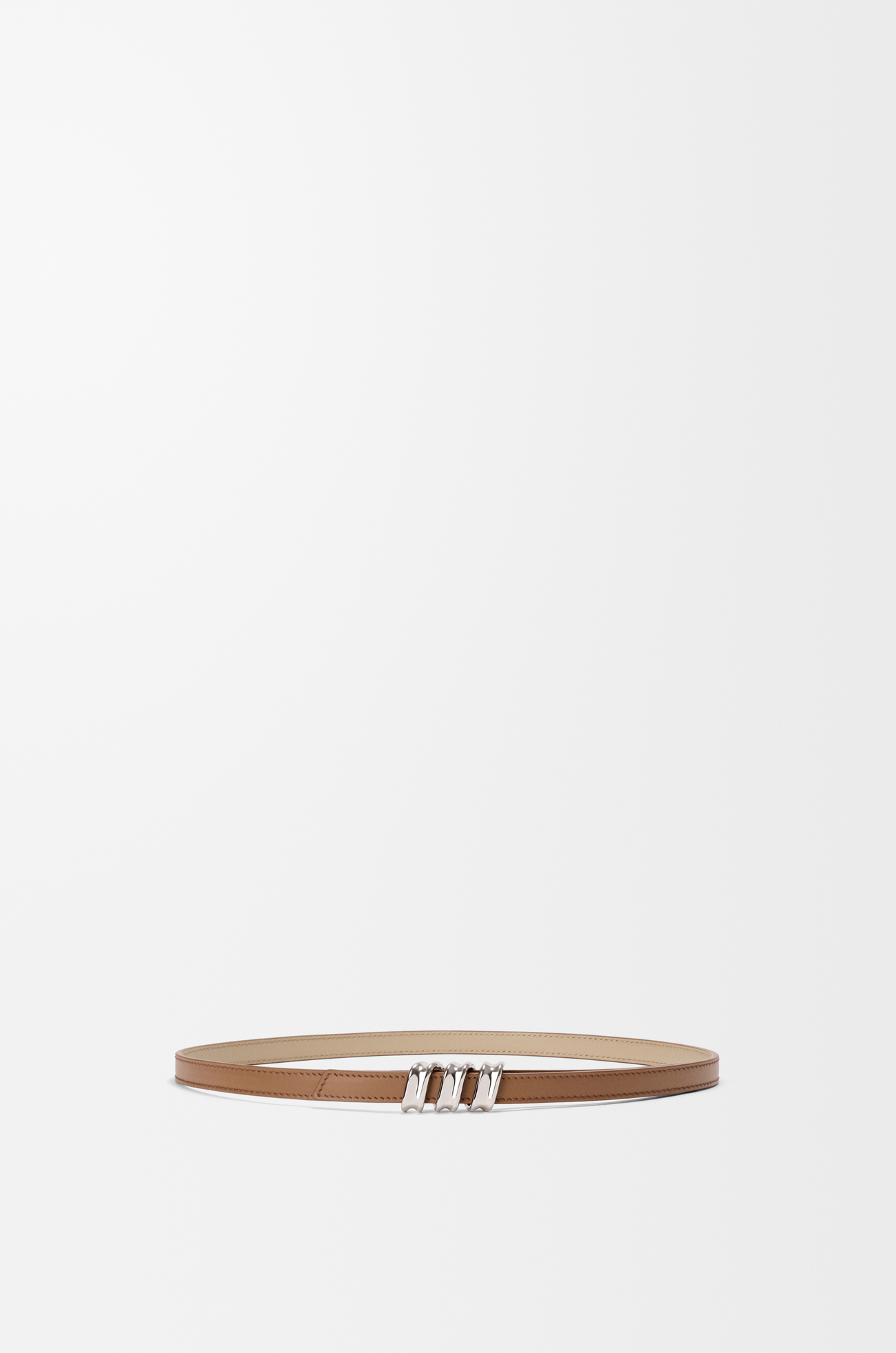 LOEWE Cintura Coil reversibile in pelle di vitello liscia Moca/Beige/Argento
