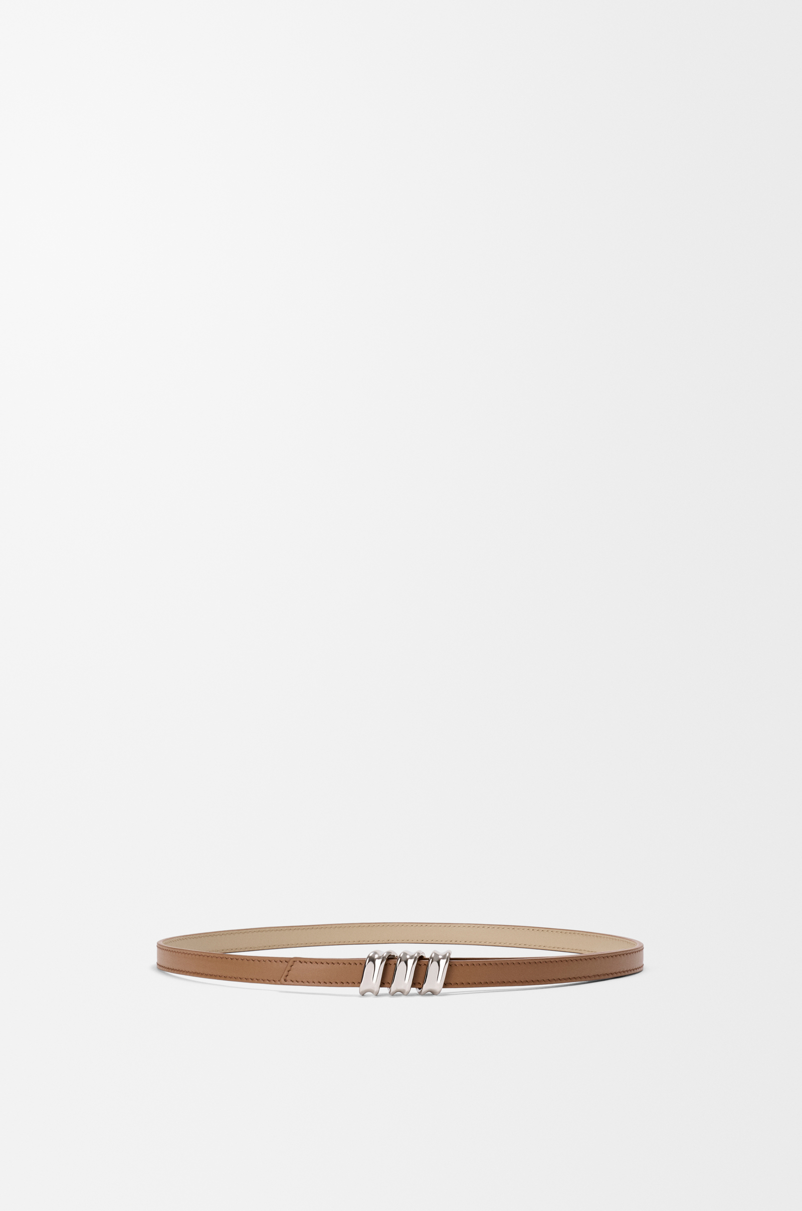 LOEWE Reversible Coil belt in smooth calfskin Mocha/Beige/Silver