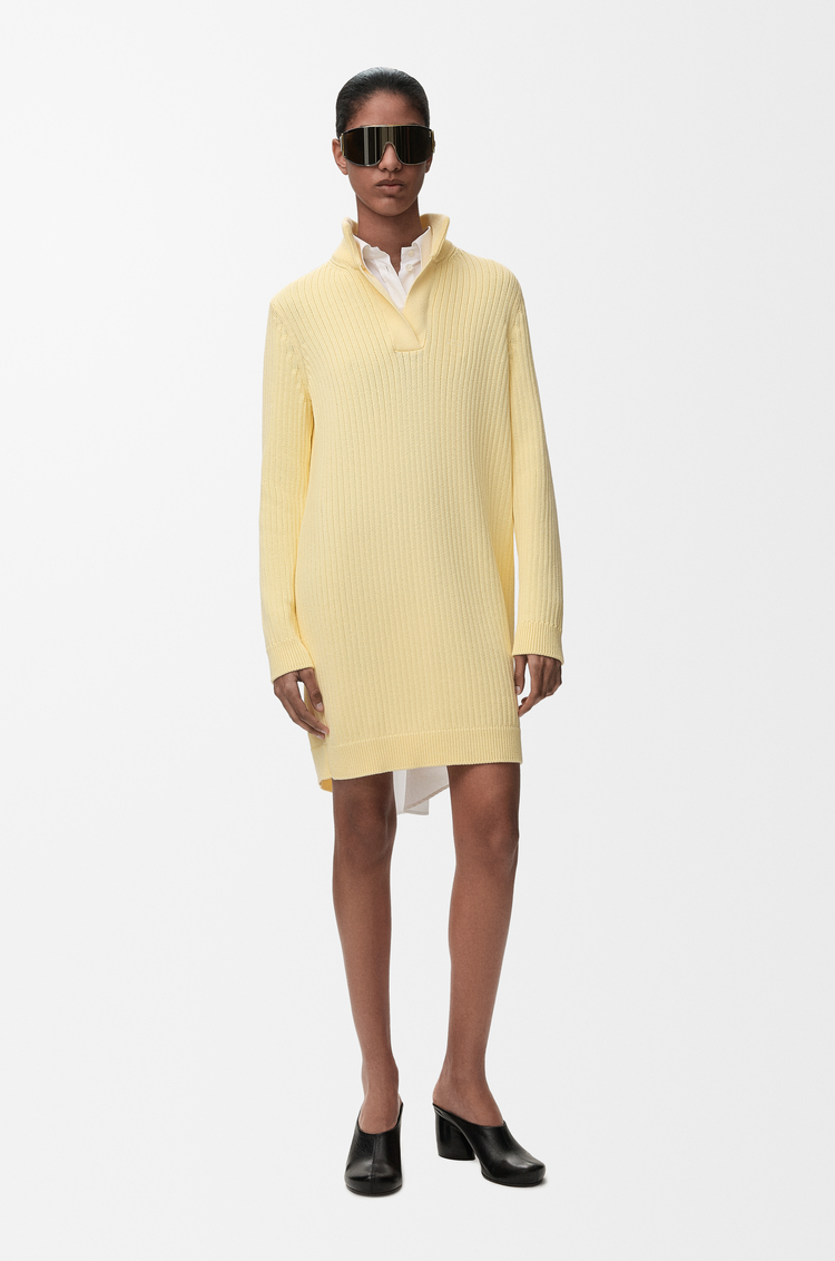 LOEWE Kleid aus Baumwolle Hellgelb