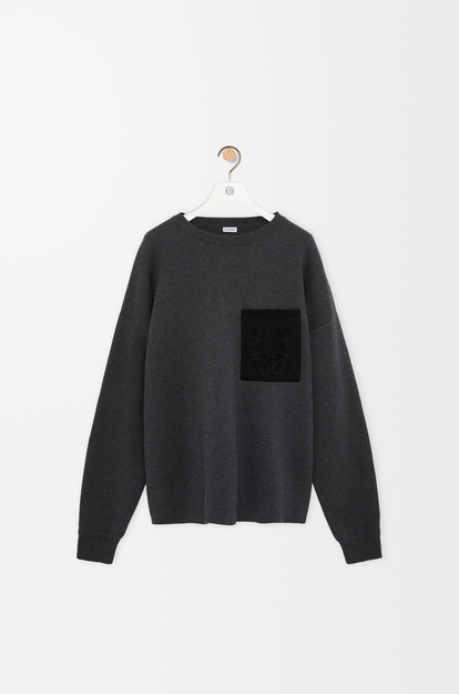LOEWE Anagram pocket sweater in cotton blend Grey/Black
