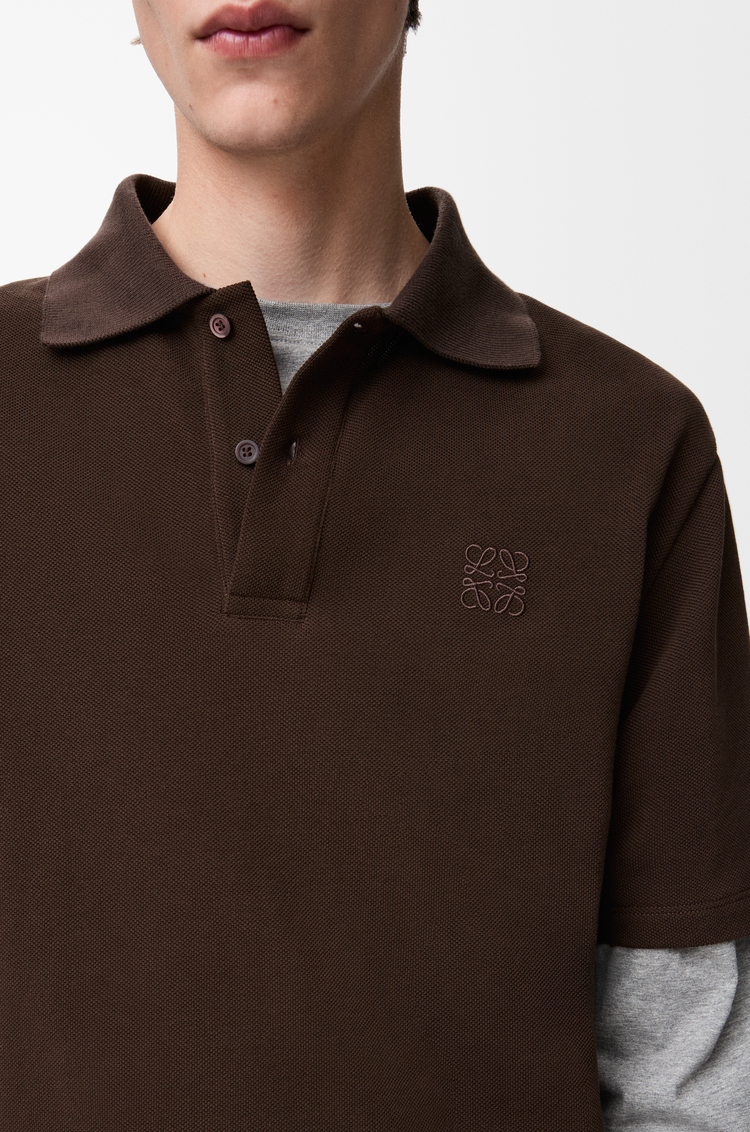 LOEWE Polo en algodón Marrón Oscuro