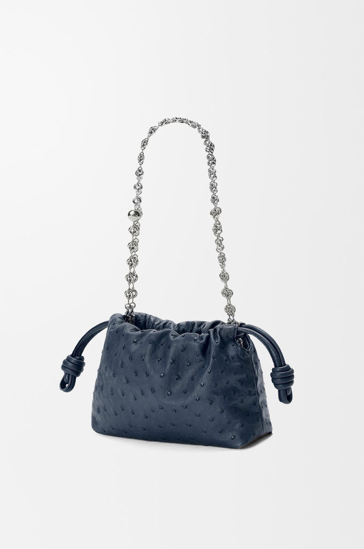 LOEWE Mini Flamenco purse in ostrich Deep Navy