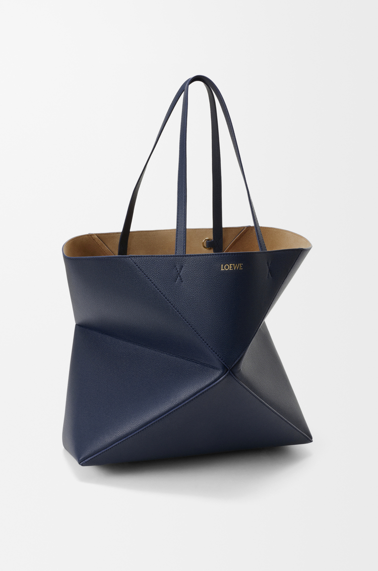 LOEWE 라지 호리즌탈 퍼즐 폴드 토트 - 소프트 그레인 카프스킨 딥 네이비