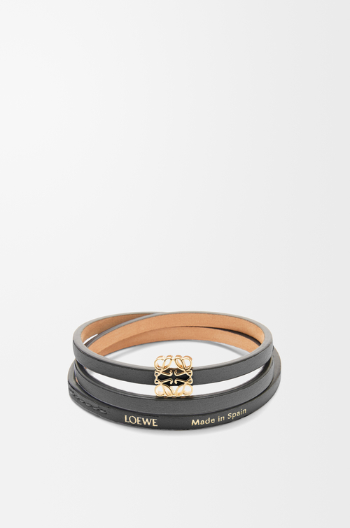 LOEWE Bracciale rigido a spirale in pelle di vitello Nero