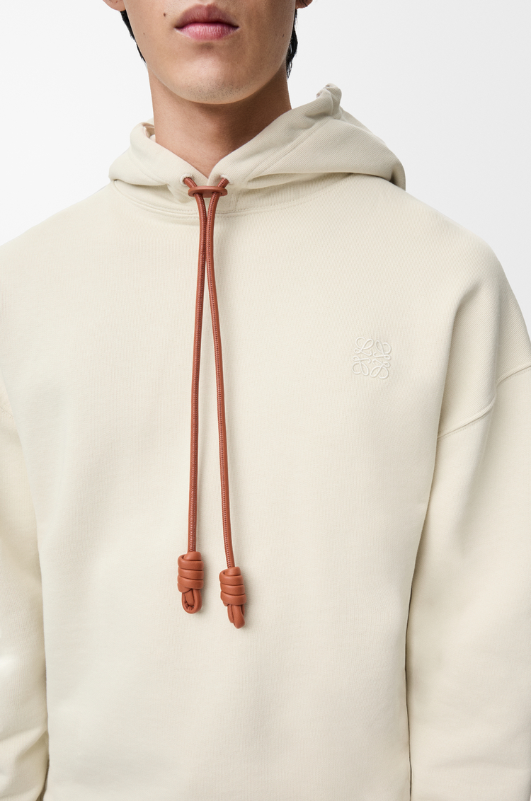 LOEWE Sweatshirt à capuche décontracté en coton Écru
