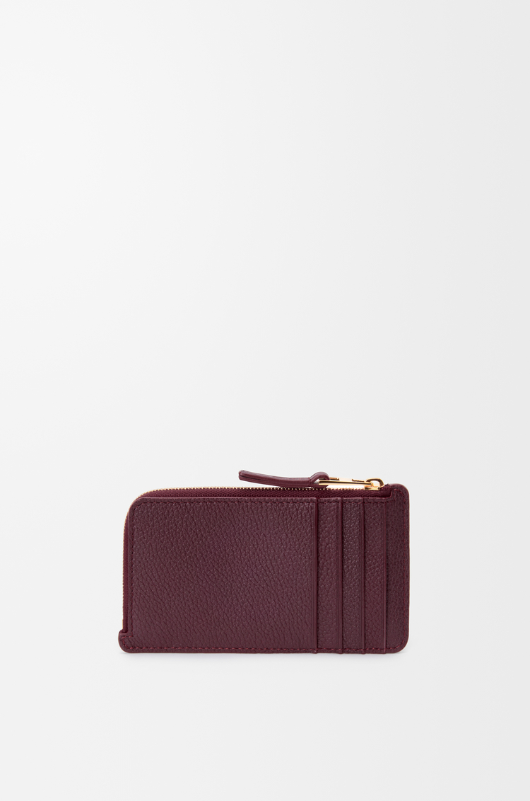 LOEWE Coin cardholder in smooth and grained calfskin Dark Burgundy