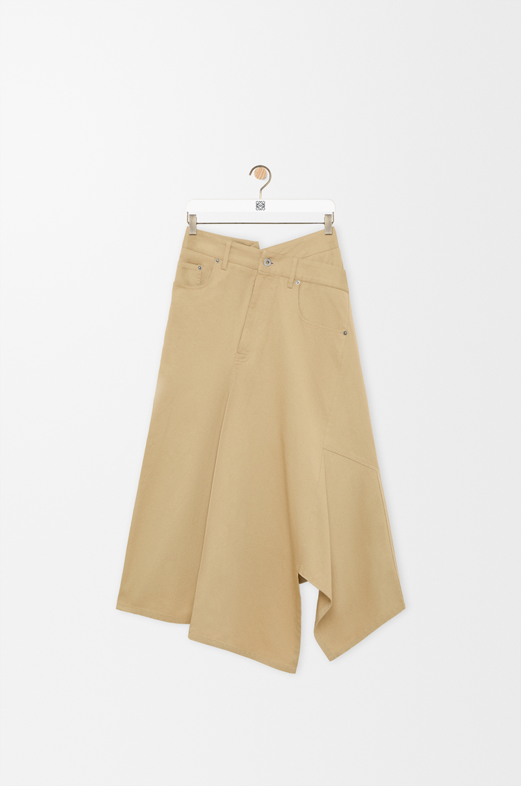 LOEWE Falda asimétrica en algodón Beige