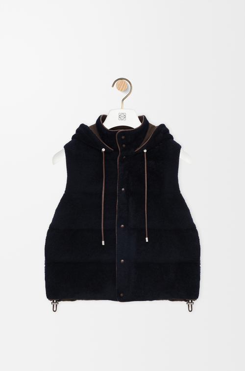 LOEWE Gilet imbottito in shearling Marrone/Blu Navy